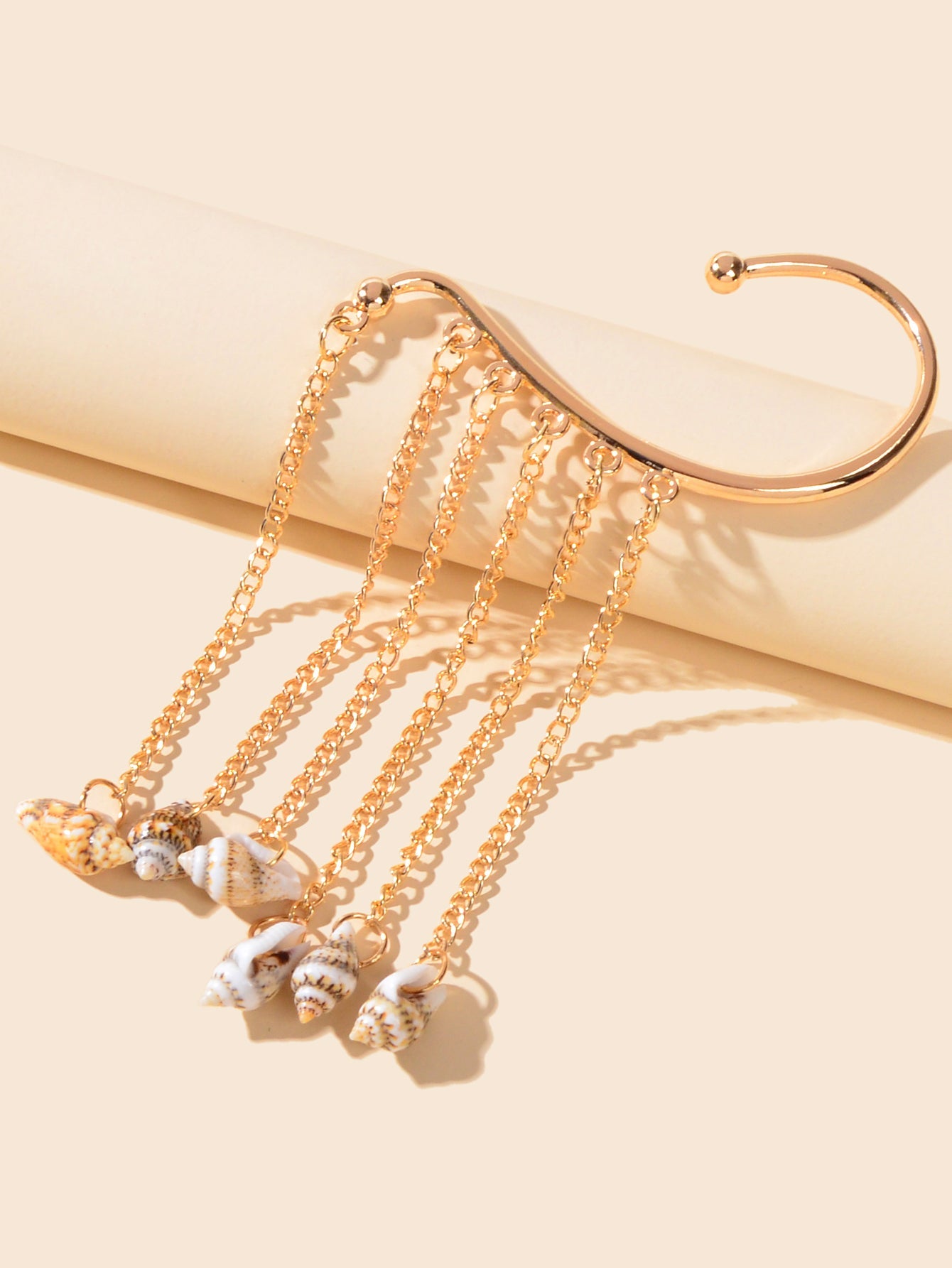 1 pc Boho Chic Long Chain Tassel Conch Ear Cuff Cartilage Wrap Around Earring