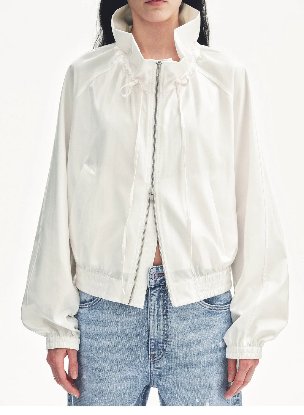 "Front Page Daily" drawstring raglan sleeve straight collar jacket summer