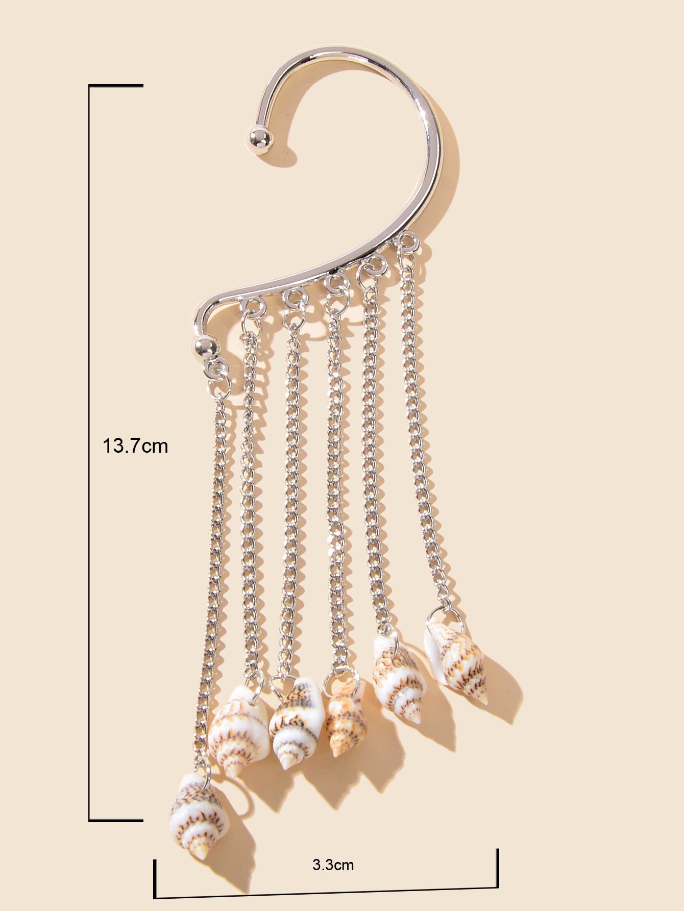 1 pc Boho Chic Long Chain Tassel Conch Ear Cuff Cartilage Wrap Around Earring