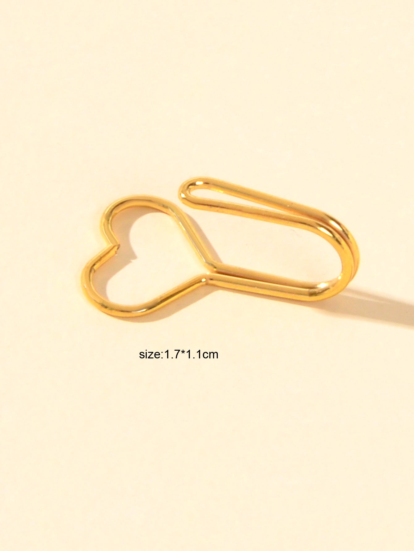 1pc Faux Lip Ear Nose Gold Metal Heart Shape Non Piercing Clip On Nose Hoop Ring